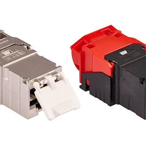 Das Kat.-6A-EL4.0-Modul von R&M in geschirmter und ungeschirmter Version: RJ45-Anschlussmodul für Datennetze mit Übertragungsleistungen bis 10 Gigabit Ethernet.(Bild:  R&M (Reichle & De-Massari AG))