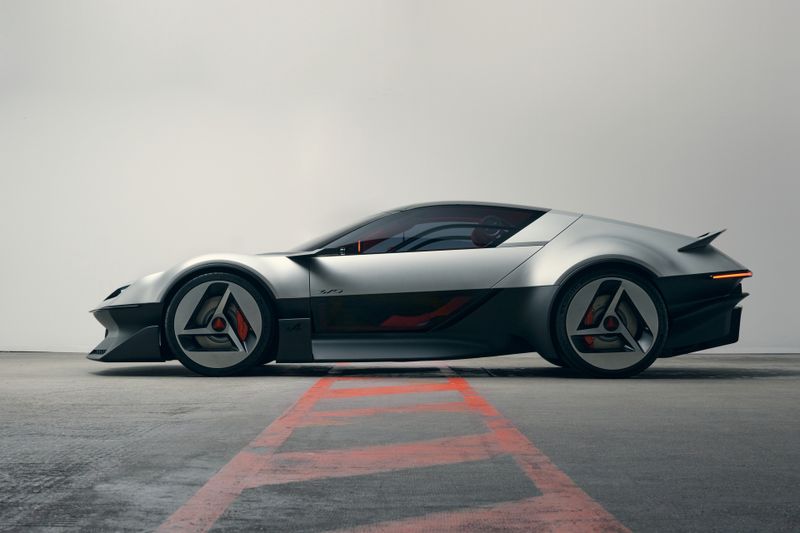 Alpine A310 Vision ist 4,55 Meter lang, 1,18 Meter hoch und an ihrer breitesten Stelle am Heck 2,03 Meter breit. Der Radstand beträgt 2,45 Meter. (Bild: Alpine)