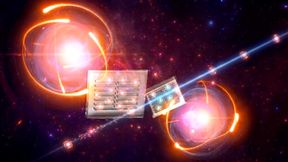 Die Zukunft der Sensorik liegt in der Atomphysik: Diese Illustration zeigt eine mikromechanisch gefertigte Glas-Dampfzelle, bei der eingeschlossene Atome als hochpräzise Referenz zur Messung hochfrequenter elektrischer Felder dienen. (Bild: Jennifer M. McCann / Penn State)