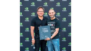 Jensen Huang, CEO von NVIDIA, und Sebastian Palacio, DFKI. (Bild: NVIDIA)