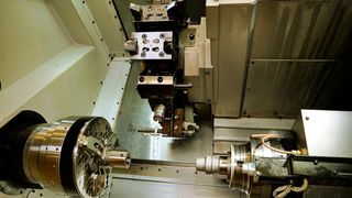 The Hardinge T51 SP MSY hard lathe is used for a combined turning, milling and grinding, and comes equipped with one grinding unit. (Hardinge)