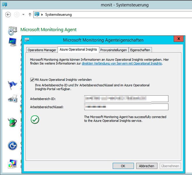 Nachdem die Agenten-Software auf den Servern installiert ist, erfolgt die Anbindung an OMS. Der Status ist im Konfigurationsfenster zu sehen. (Bild: Joos)