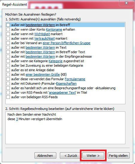 Klicken Sie nochmal auf „Weiter“ ohne etwas an den Einstellungen zu ändern. (MM Maschinenmarkt)