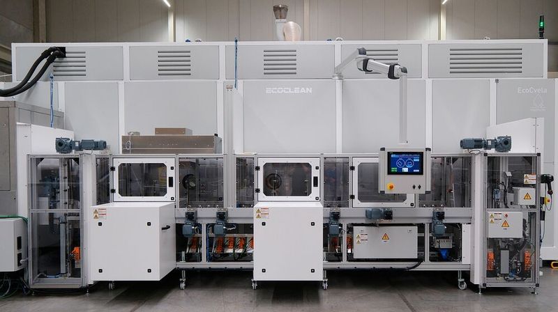 In chamber systems, such as this two-chamber cleaning system for water- based processes, the design, system technology, media flow and treatment are specially adapted to the specific requirements of ultra-fine and high- purity cleaning.  (Source: Ecoclean)