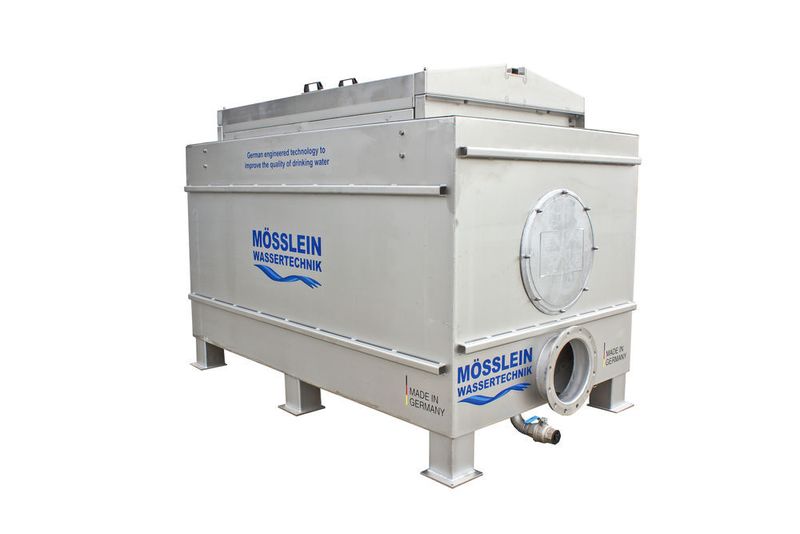 Die GTS (Grand Turbo Sieb) ist eine selbstreinigende Filteranlage mit einer optimierten Filtrationsoberfläche, die suspendierte Stoffe bis zu einer Feinheit von 10 μm aus dem Wasser entfernen kann. (Mösslein Wassertechnik )