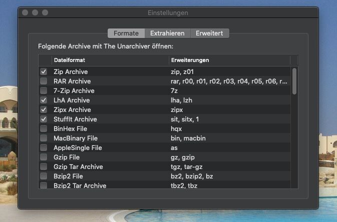 The Unarchiver versteht die wichtigsten Dateiformate zum Extrahieren – auch wenn sie von anderen Betriebssystemen als macOS erstellt wurden. (Joos/Unarchiver)