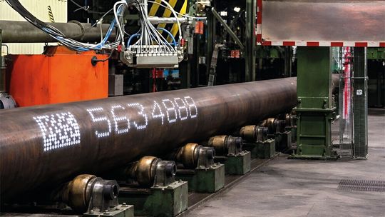 Der Elektro-Signierblock REA Jet ST SRE-10 erzeugt mit elektrisch angesteuerten Signierköpfen eine sehr große, gut lesbare Beschriftung mit einer Schreibhöhe bis zu 206 Millimetern.(Bild:  REA Elektronik)