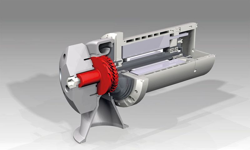 In einer Expansionsmaschine wird der Dampf entspannt und potenzielle Energie in mechanische Arbeit umgewandelt. Danach kühlt der Dampf in einem Kondensator soweit ab, dass er sich wieder verflüssigt. Das Institut für Turbomaschinen und Fluid-Dynamik der Leibniz Universität Hannover entwickelte dafür eine Turbinen-Generatoreinheit, die auch in LKW eingesetzt werden kann.

 (Leibniz Universität Hannover)