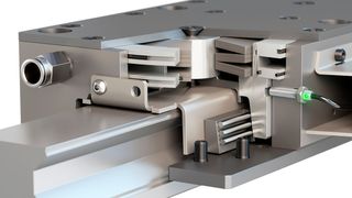 Mit der  pneumatischen Roba-Guidestop bietet Mayr Antriebstechnik ein Bremskonzept, das sowohl die hohen Sicherheitsanforderungen erfüllt als auch ohne den Einsatz von Hydraulik eine hohe Leistungsdichte erreicht. (Mayr Antriebstechnik)