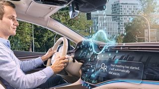 Automobilzulieferer Bosch zeigte auf der Elektronikmesse CES ein Fahrzeug-Cockpit mit Künstlicher Intelligenz.  (Bild: Bosch)