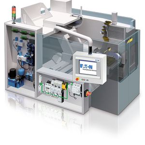 Bild 1: Mit der Touchdisplay-Steuerung können alle elektrischen und hydraulischen Aktoren über einen Schaltsteuerkreis angesteuert und programmiert werden. Das voll integrierte System reduziert dadurch den Verdrahtungs-, Test- und Inbetriebnahmeaufwand erheblich.