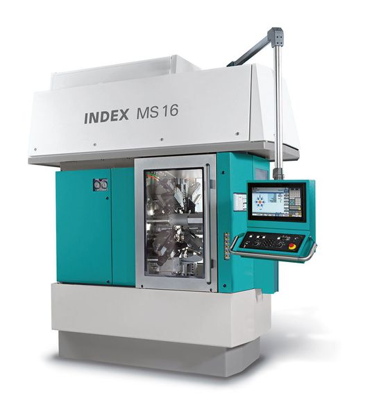 Die neue Index MS16 Plus soll die heute noch vielfach genutzten schnellen, aber aufwendig einzurichtenden, kurvengesteuerten Mehrspindeldrehautomaten ersetzen. (Bild: Index)