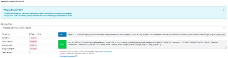 Abbildung 9: Eine eigene API erlaubt es, Checkergebnisse an das Monitoring-Backend zu übermitteln. Ein Beispiel für die Methoden GET und POST wird für jeden API-Endpunkt automatisch erstellt. (Bild: it-novum GmbH)