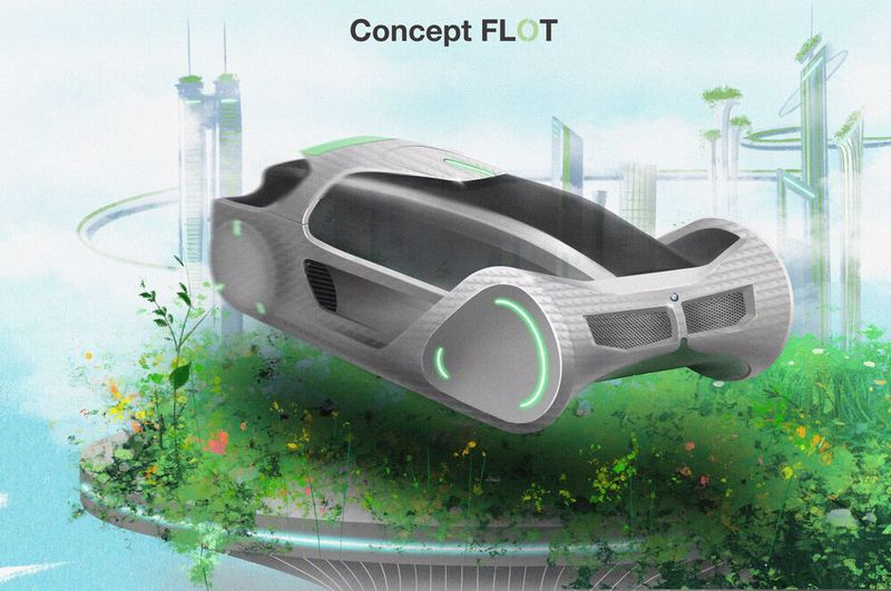 Das Flot-Team überzeugte mit ihrer Vision: Ein sanft über den Boden schwebendes Fahrzeug, abgekoppelt von jeglicher Infrastruktur und angetrieben durch aus Algen gewonnene Bioenergie.  (BMW Group)
