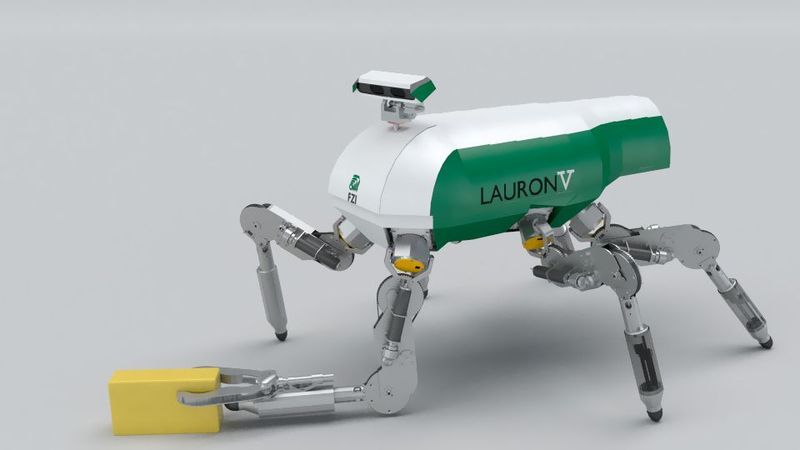 Der Laufroboter LauropeE vom FZI Forschungszentrum Informatik am Karlsruher Institut für Technologie (KIT) soll einmal auf dem Mars laufen und greifen können. (FZI)