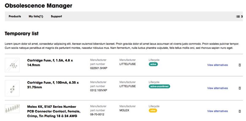 Obsolescence Manager: Bauteileübersicht – was ist verfügbar, was nicht (Bild: RS Components)