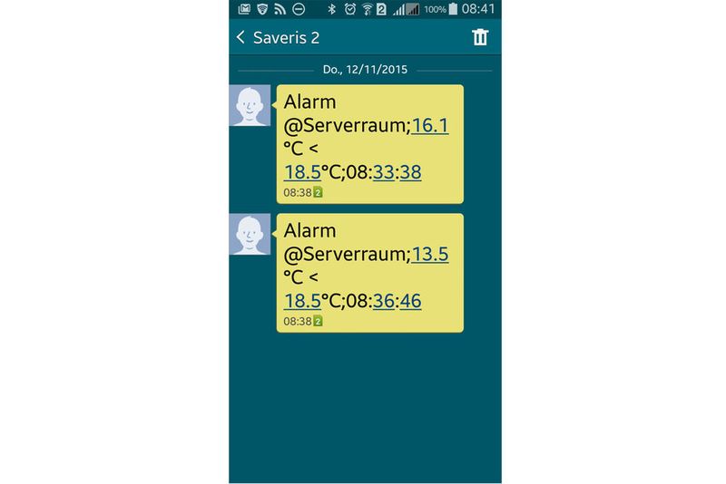 Wahlweise werden Alarme auch per SMS verschickt. (Bild: Android-Screenshot)