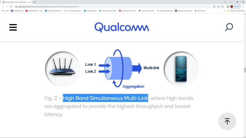 Die Multi-Link Operation von Wi-Fi 7, kurz MLO, verspricht hohen Datendurchsatz bei sehr kurzen Pingzeiten. (Bild: Karcher - Qualcomm)