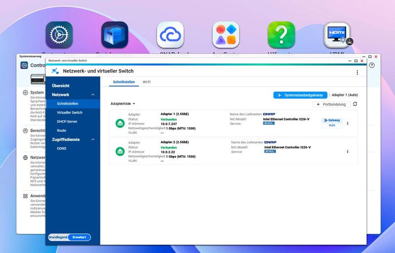 Konfigurieren der Netzwerkadapter auf einem QNAP-NAS für den Einsatz als Cluster.  (Bild: Joos – QNAP)