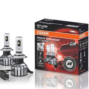 Die Nightbreaker LED H7 gibt es nun in einer verbesserten Variante. Sie verspricht gerade bei schwierigen Lichtverhältnissen eine noch bessere Sicht.(Bild:  Osram)