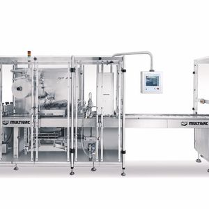 Thermoformer im Multivac Clean Design: Nischen oder tote Winkel, in denen sich Produkte unentdeckt verfangen könnten, wurden konsequent reduziert, sodass die Verpackungsmaschine gut zu reinigen ist.