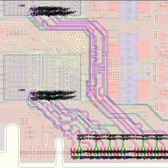 Simulation and layout of PCI lanes: Illustration of signal routing and optimization of trace routing for high-speed data transmission.(Image: Zollner)