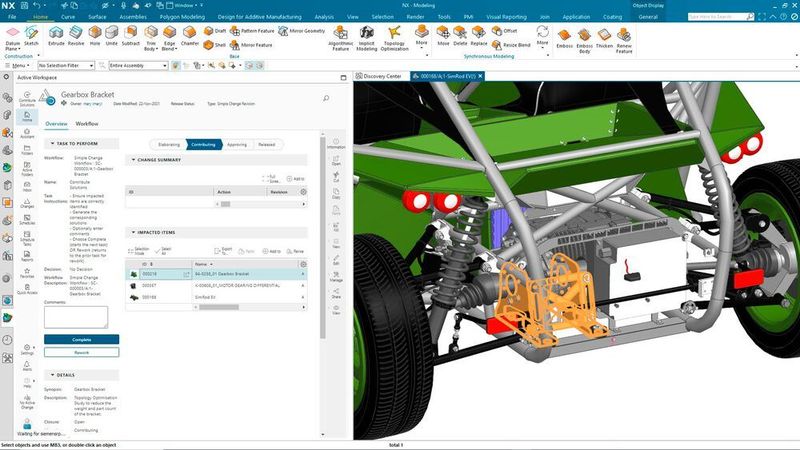 Entwerfen im Kontext der gesamten Produktbaugruppe schafft Vertrauen in die Gültigkeit der Komponenten und ermöglicht es, die Auswirkungen von Entwurfsänderungen leicht zu verstehen. (Siemens Digital Industries Software)