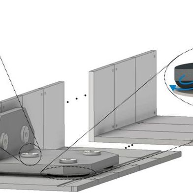 Wie ein flexibel erweiterbares Führungssystem aufgrund von stabilisierten Luftkissen den Transport schwerer Lasten optimieren kann, haben Forscher vom Institut für Fertigungstechnik und Werkzeugmaschinen (IFW) der Leibniz Universität Hannover herausgefunden. (Bild: IFW)
