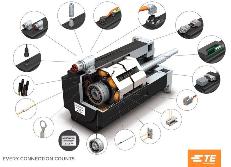 Die Heavy Duty-Steckverbinder bieten Zuverlässigkeit und kürzere Einbauzeiten für Servo- und Spindelmotoren. (TE Connectivity)