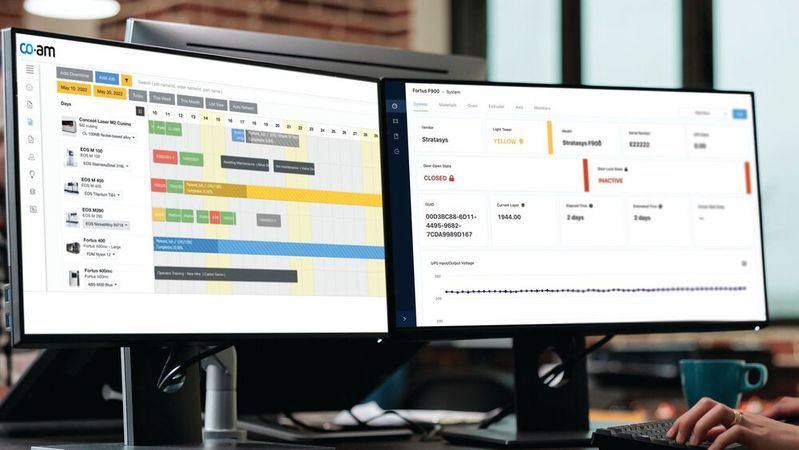 Produktionsplanung mit CO-AM . Die Zusammenarbeit von HP mit Materialise soll es Fertigungsunternehmen ermöglichen, die Eﬃzienz und Qualität ihres 3D-Drucks entsprechend den industriellen Anforderungen zu steigern und ihn für die Serienproduktion von Endteilen zu nutzen.(Bild:  Materialise)
