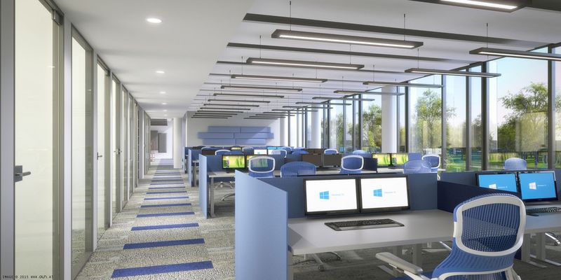 Offene Arbeitsbereiche sollen die Kommunikation und Teamarbeit verbessern helfen. (Microsoft)