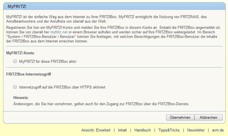 Abbildung 15: Sollen keine Daten auf der Fritz!Box gespeichert werden, sollte die Option 