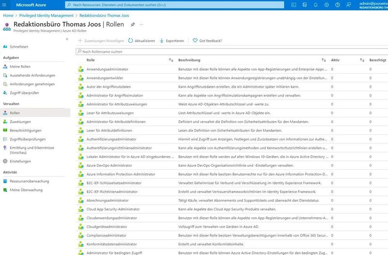 Verwalten der Rollen in Azure AD Privileged Identity Management. (Joos)