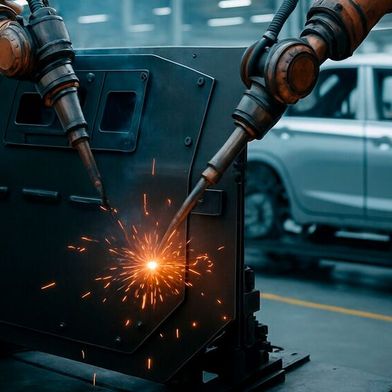 Drei von vier deutschen Automobilzulieferern bauen ihr Geschäft bereits außerhalb der eigenen Branche auf, etwa in der Rüstungsindustrie. (Bild: KI-generiert)