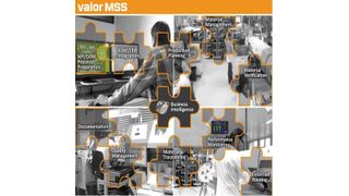 Die Grafik zeigt die Module der Softwarelösung Valor MSS. Alle Bereiche des PCB-Fertigungsprozesses werden abgedeckt – von der Datenaufbereitung zu Beginn bis hin zum Shopfloor und dem Testen. Alle Module sind mittels einer zentralen Datenbank voll integriert. (Bild: Router Solutions/Mentor Graphics)