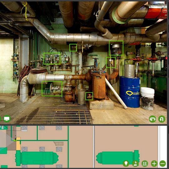 Das navigierbare, fotorealistische Abbild der Produktionsanlage (digitale Replika) funktioniert ohne VR-Brille. Das navigierbare, fotorealistische Abbild der Produktionsanlage (digitale Replika) funktioniert ohne VR-Brille.