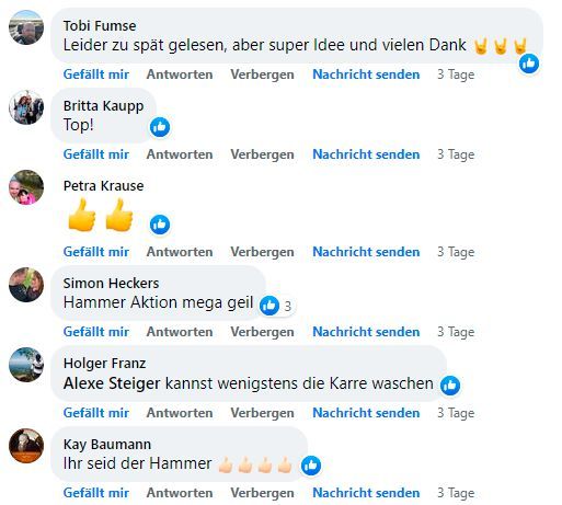 Es gab ausschließlich positive Resonanz auf das Angebot. Insgesamt kam es zu 2.500 Interaktionen auf Social Media.(Bild:  Autohaus Daub)