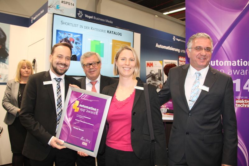 Auf die Shortlist Engineering hat es National Instruments geschafft und Florian Schultz (l.) und Eva Heigl (m.) freuen sich über die Ehrung. (Bild: VBM)