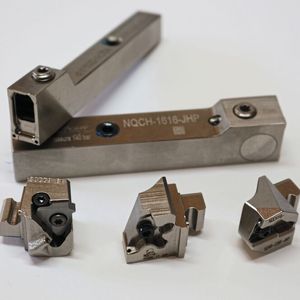 Stork uses the Neoswiss system in shank sizes twelve and 16 millimetres with different interchangeable heads for facing, roughing, finishing, grooving and tapping.(Image: Iscar)