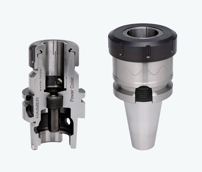 Bild 4: Die Safe-Lock-Auszugsicherung gibt es künftig optional auch bei den Spannzangenfuttern Power Collet und den Schrumpffuttern Heavy Duty. (Bild: Haimer)