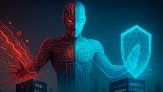 Künstliche Intelligenz verschärft die Bedrohungslage für Unternehmen. Gleichzeitig ist sie ein wichtiger Helfer, um Cyberangriffe abzuwehren. (Bild: Dall-E / KI-generiert)