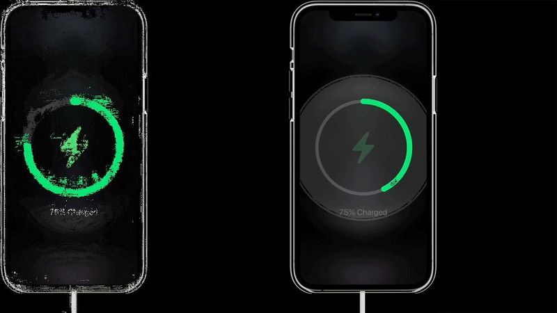 Das MagSafe-Ladegerät wird einfach hinten an das iPhone geheftet. (Apple)