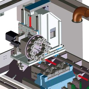 Bild 2: Die Scheibenrevolver mit je 16 Werkzeugen sind auf zwei dreiachsigen CNC-Einheiten montiert.