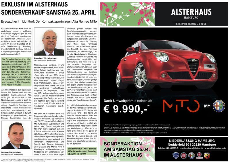 Eine halbseitige Anzeige in „Die Welt“ kombinierter mit einem redaktionellen Beitrag wies auf die Aktion im Kaufhaus hin. (Archiv: Vogel Business Media)