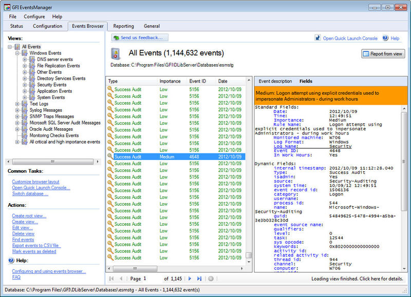 Event-Browser. (Bild: GFI Software)