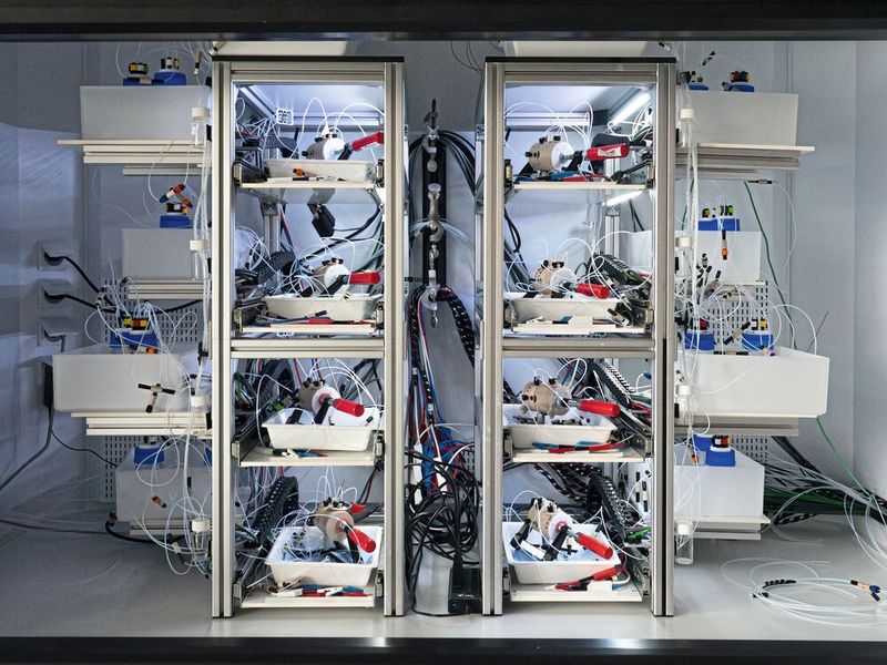 Detaillierter Blick auf den Forschungsaufbau zur CO₂-Elektrolyse im Empa-labor (Bild: Empa)