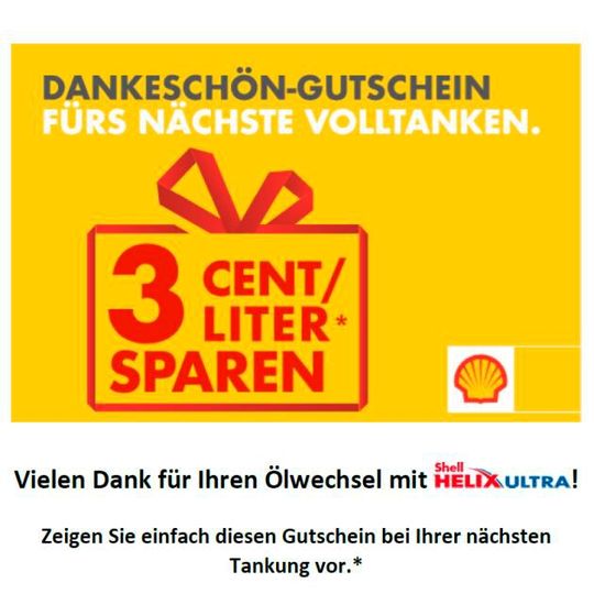Noch bis 30. Juni erhalten Kunden nach einem Shell-Ölwechsel beim Tanken 3 Cent Rabatt pro Liter.(Bild:  Shell)