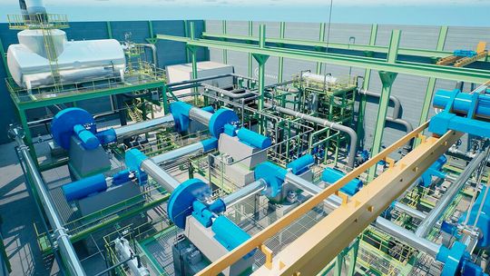 So sieht die Comprivap-Anlage mit einem 11-stufigen Kompressorsystem von Piller nach der Fertigstellung aus.(Bild:  Gig Karasek)