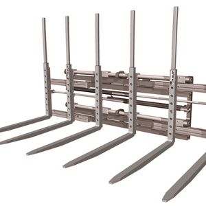 Beim Dreifach-Palettengerät des Typs T429B-1-2-3 garantieren die verschleißfesten Gleitprofile lange Betriebszeiten.