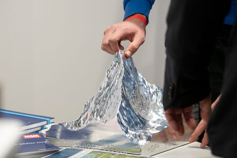 Einmal den Gipfel des Matterhorns berühren - so einfach geht's am Swiss Production Forum. (Bild: Thomas Entzeroth)